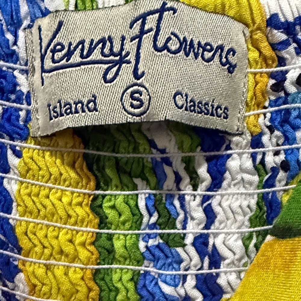 Kenny Flowers The Positano Tiered Maxi Dress Resort  Smocked Back Lemon Sz Small - Picture 9 of 13